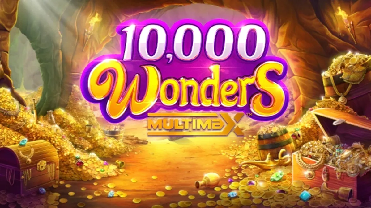 Interface do jogo 10,000 Wonders Multimax em um dispositivo móvel
